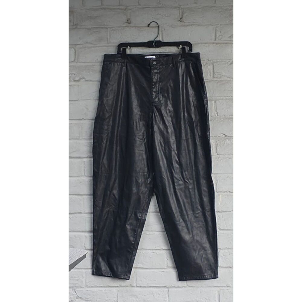 Juicy Couture Black Faux Leather Pants Tapered Trousers Plus Size 14W NWT